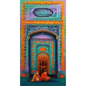 S. A. Noory, Shrine of Sachal Sarmast, 18 x 36 Inch, Acrylic on Canvas, Figurative Painting, AC-SAN-155
